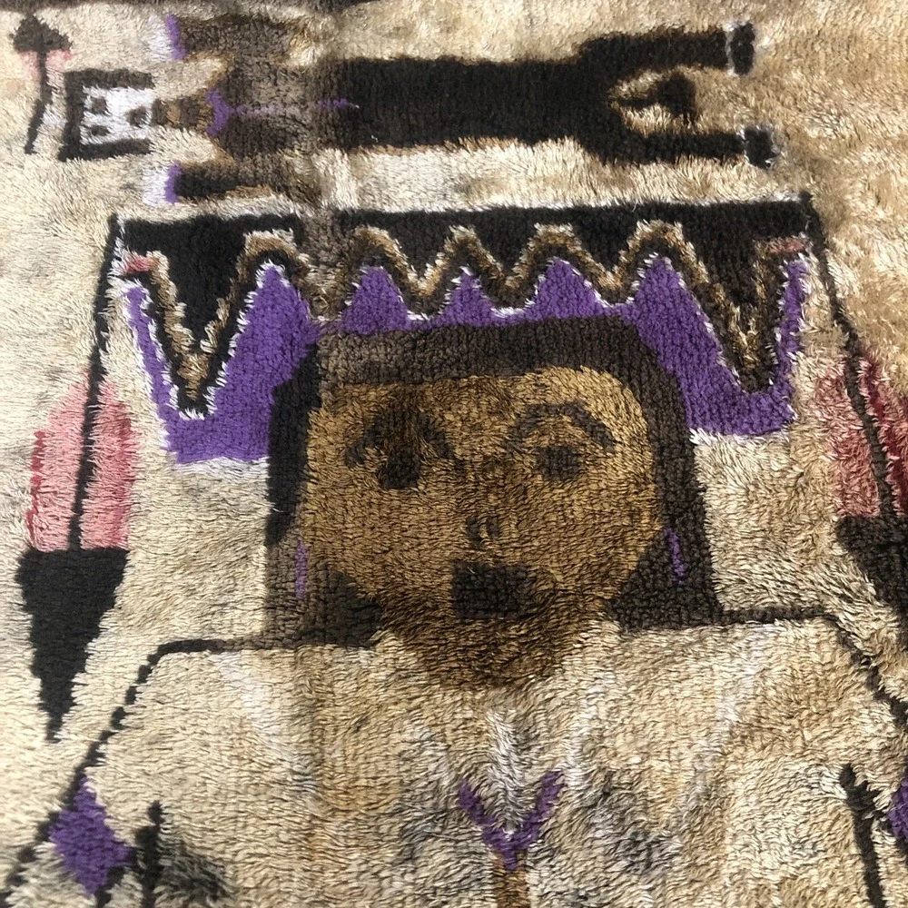 Vintage Woven Rug Native American Wall Hanging Wool ? 26 X 48